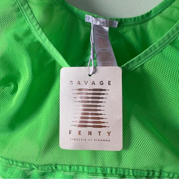 Savage X Fenty Green Women's Mesh Intimate Bra sports wireless lingerie sheer L - Picture 5 of 7